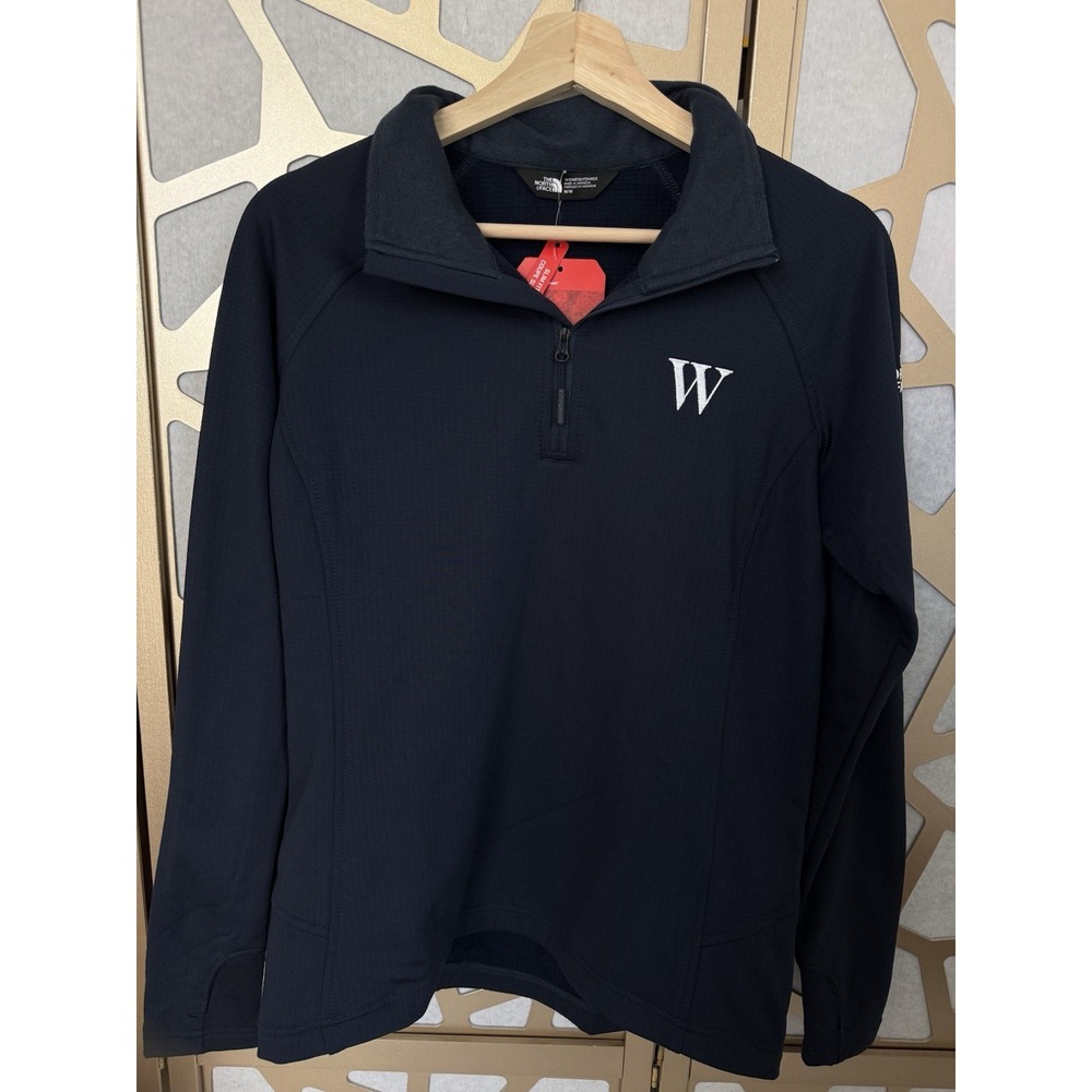 The North Face Womens Navy Blue Quarter Zip Pullover Slim Fit W Logo Size M